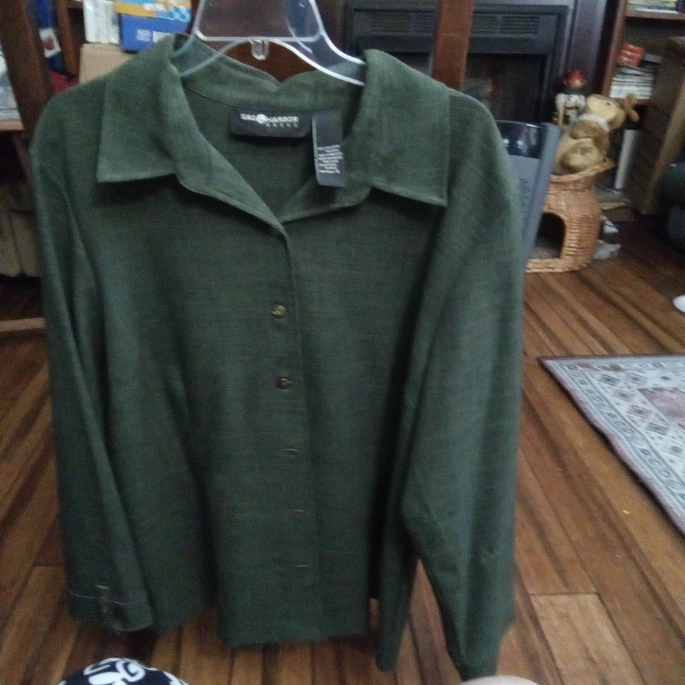 Sag Harbor Forest Green Button Down Blazer
